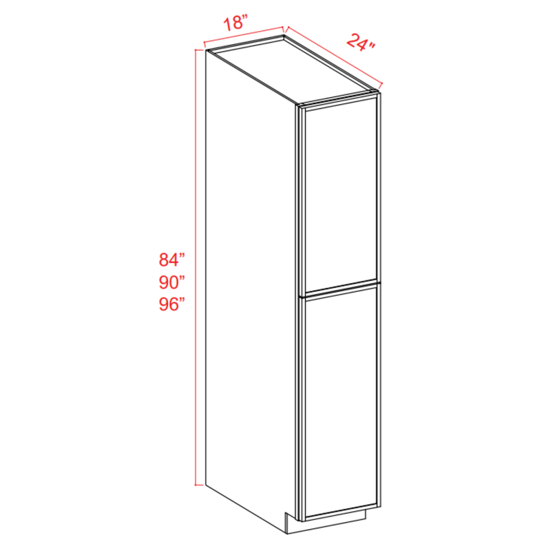 Slim Shaker White Oak Wall Pantry - 18"W x 96"H x 24"D - 2D, 5S