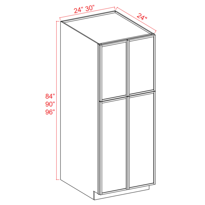 Slim Shaker White Dove Wall Pantry - 24"W x 96"H x 24"D - 4D, 5S