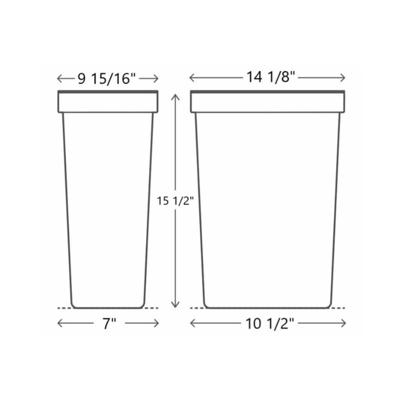 Arctic White Slim Shaker Trash Can (For Bwbkt18) L9 X 14W X 16H