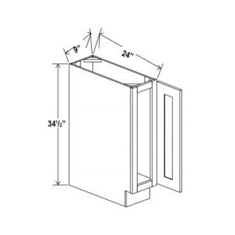 Shaker Aberdeen Green Base Cabinet - 9"W x 34-1/2"H x 24"D - 1D