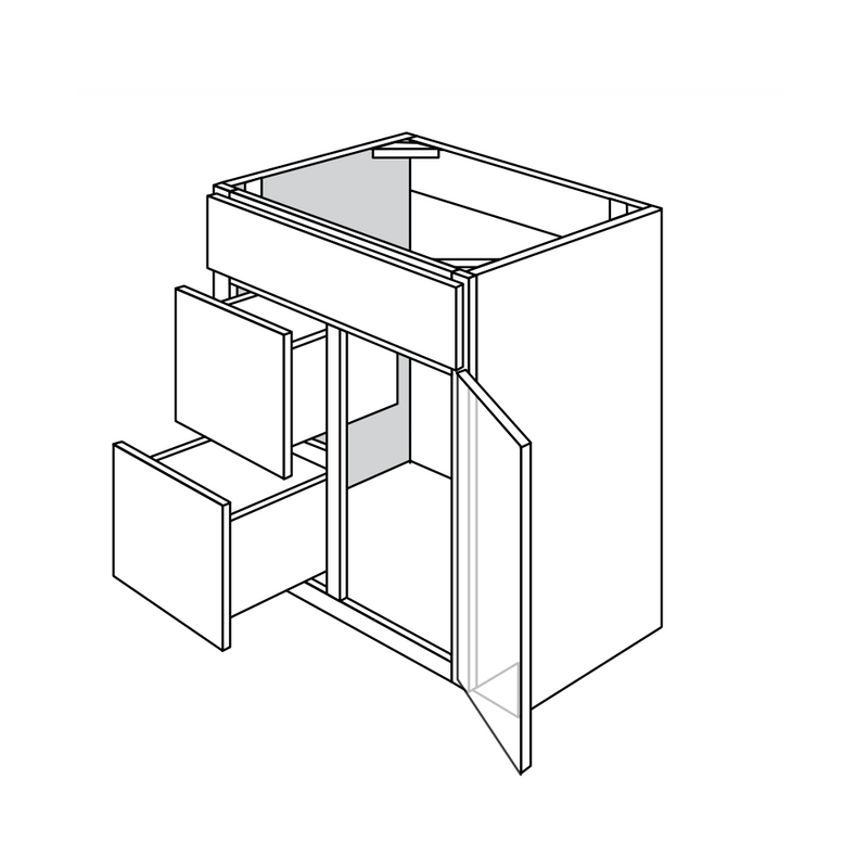 Rustic Shaker 30" Vanity Sink Base w/ Drawers on Left Pre-Assembled