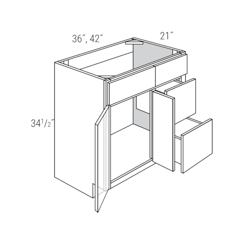 Rigby White Shaker 36" Vanity Sink Base w/ Drawers on Right