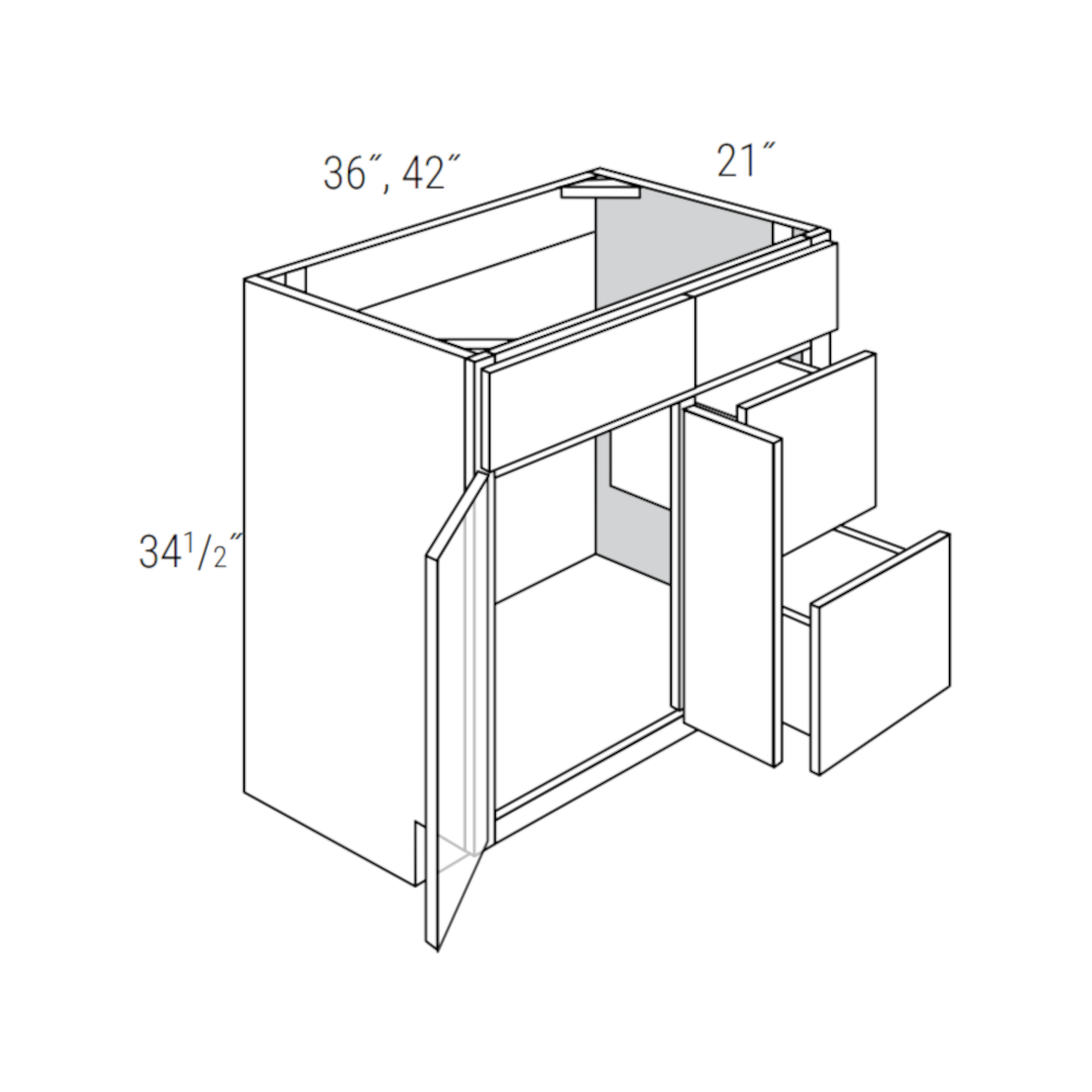 Whitaker White 36" Vanity Sink Base w/ Drawers on Right