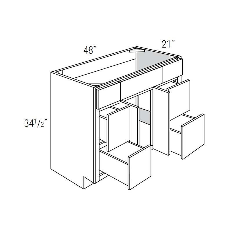 Rustic Shaker 48" Vanity Sink Base w/ Drawers Pre-Assembled