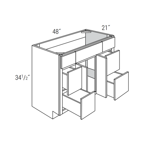 Whitaker White 48" Vanity Sink Base w/ Drawers