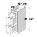 Graphite Shaker 3 Drawers Vanity Base W24" X H34.5" X D21"