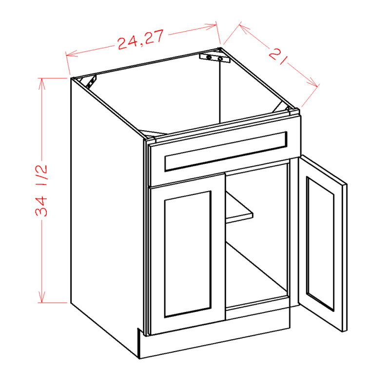 Slim Shaker White 27" Vanity Sink Base