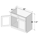 Graphite Shaker Vanity Sink Base W36" X H34.5" X D21"