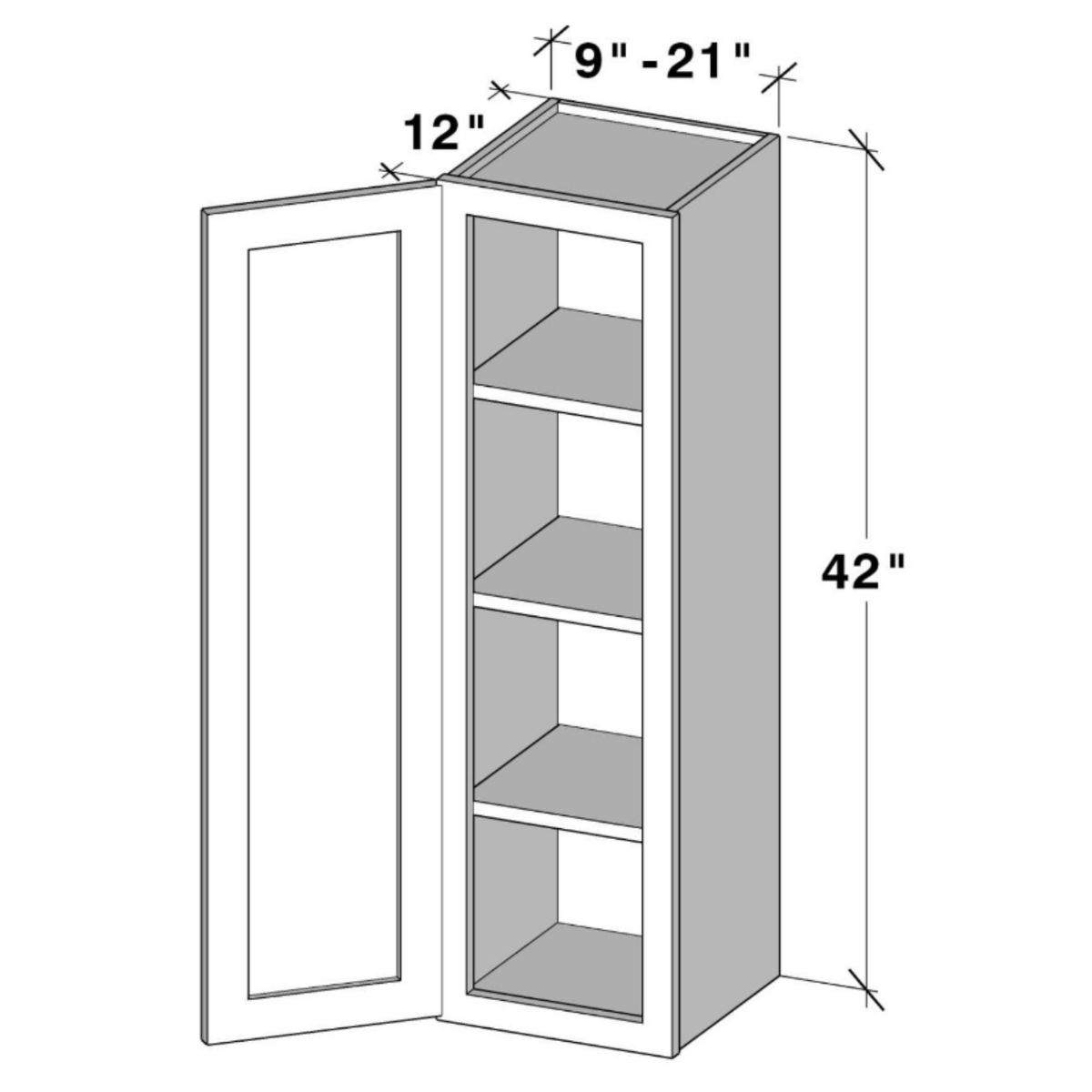 Charleston Toffee Wall Cabinet W21" X H42" X D12"