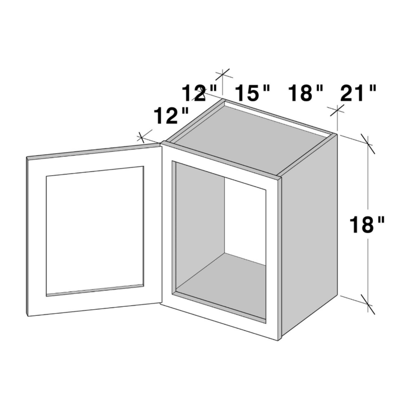 Unfinished Shaker Wall Cabinet W21" X H18" X D12"