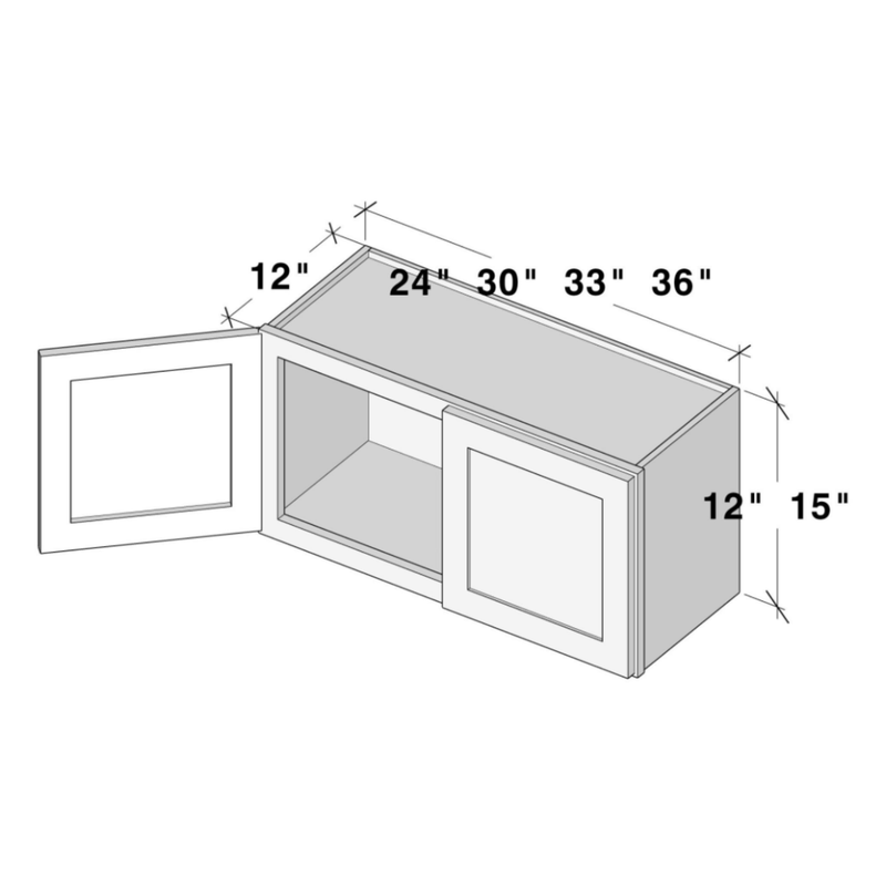 Unfinished Shaker Wall Cabinet W36" X H12" X D12"