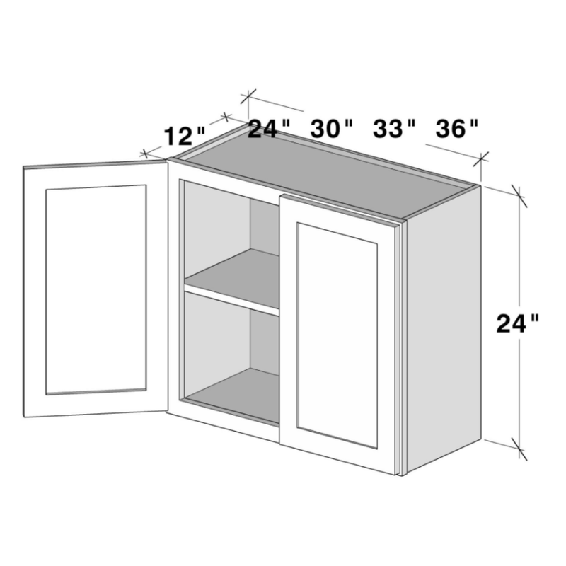 Arctic White Slim Shaker Wall Cabinet W33" X H24" X D12"