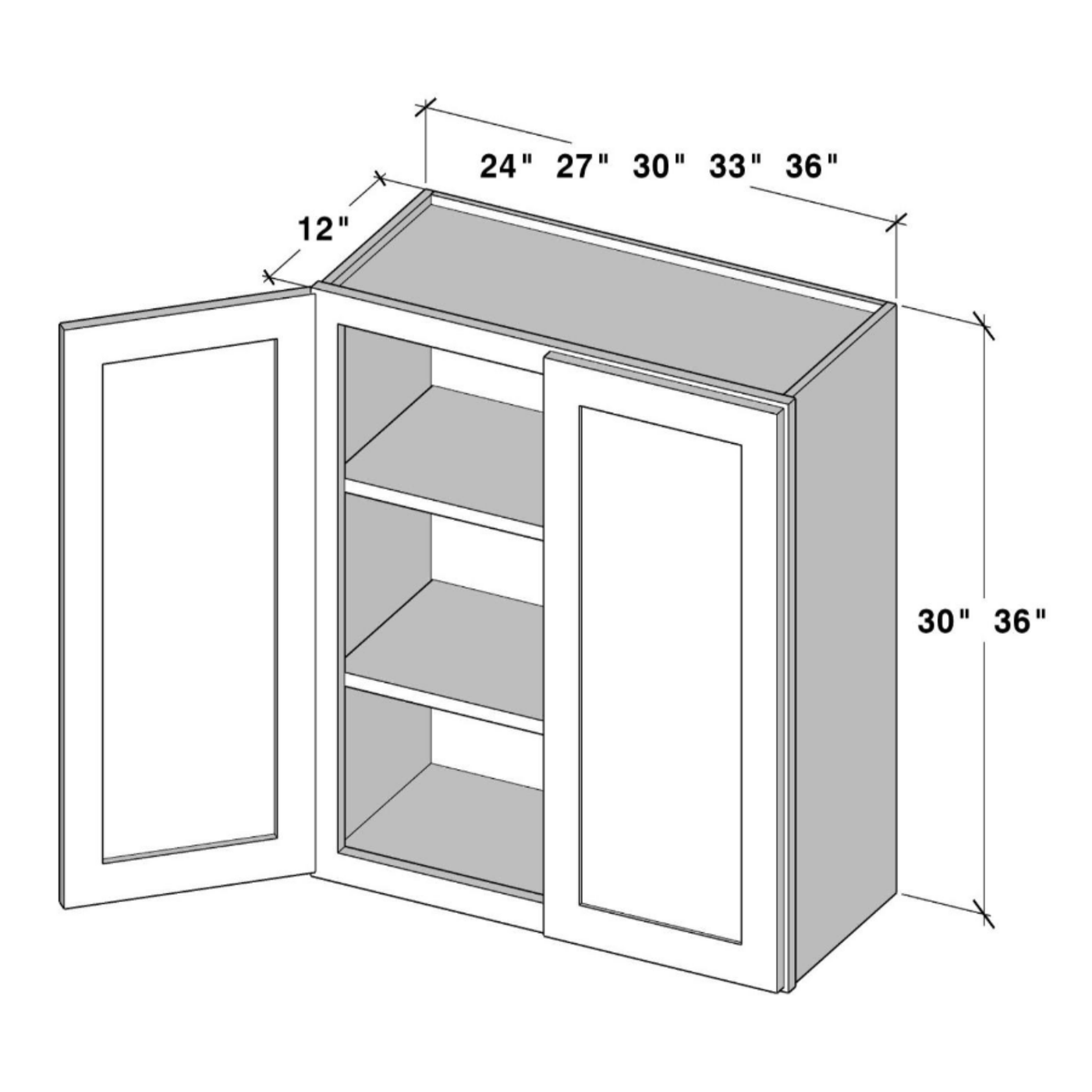Charleston Toffee Wall Cabinet W24" X H30" X D12"