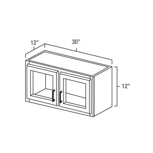 Butterscotch Shaker 30" x 12" Wall Cabinet w/ a Plain Glass Doors