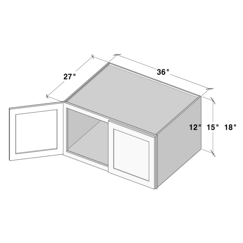 Graphite Shaker Wall Cabinet W36" X H12" X D27"