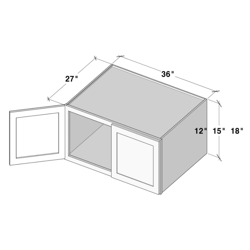 Unfinished Shaker Wall Cabinet W36" X H18" X D27"