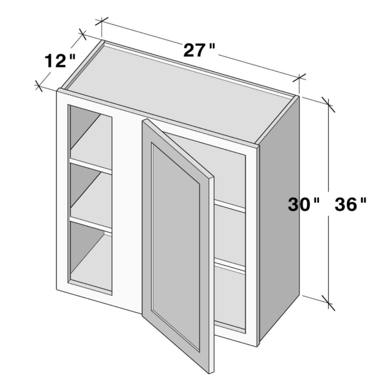 Arctic White Slim Shaker Blind Wall Cabinet W27" X H30" X D12"