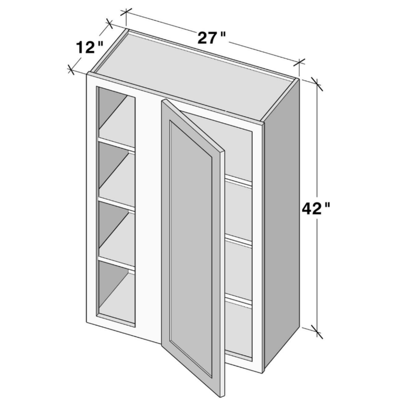 Arctic White Slim Shaker Blind Wall Cabinet W27" X H42" X D12"