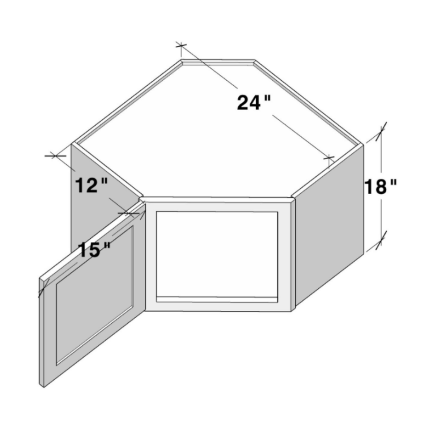 Charleston Toffee Wall Diagonal Corner W24" X H18" X D12"