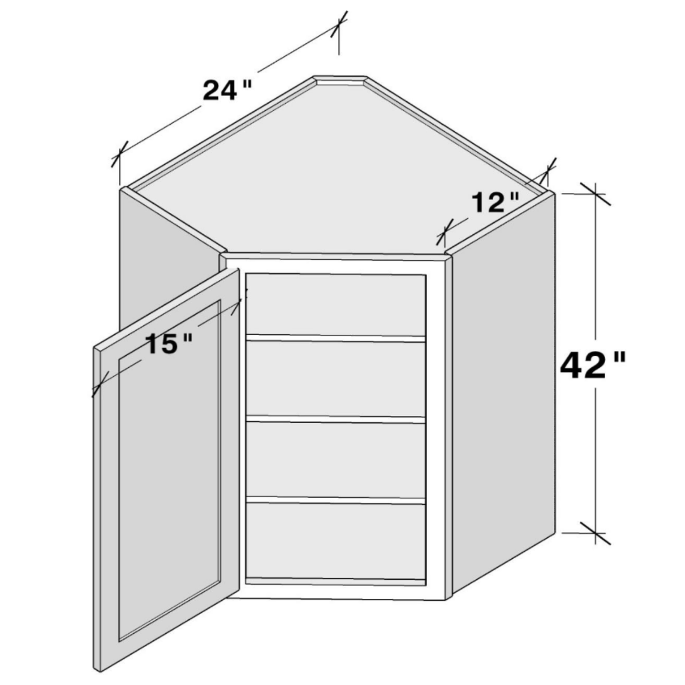 Charleston Toffee Wall Diagonal Corner W24" X H42" X D12"