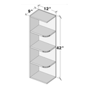 Arctic White Slim Shaker Wall End Open Shelf W9" X H42" X D12"