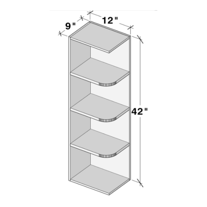 Arctic White Slim Shaker Wall End Open Shelf W9" X H42" X D12"