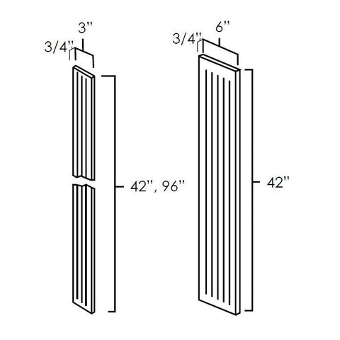 White Shaker 3"x 42" Fluted Wall Filler