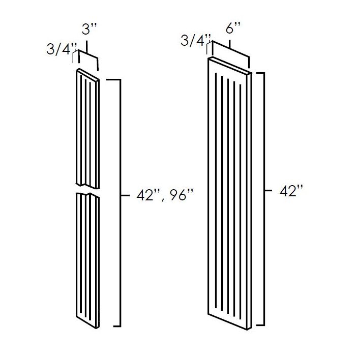 White Shaker 3"x 42" Fluted Wall Filler