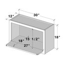 A diagram of a cabinet with dimensions labeled.