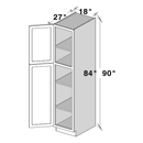 Slim Shaker Onyx Tall Pantry Cabinet  W18" X H90" X D27"