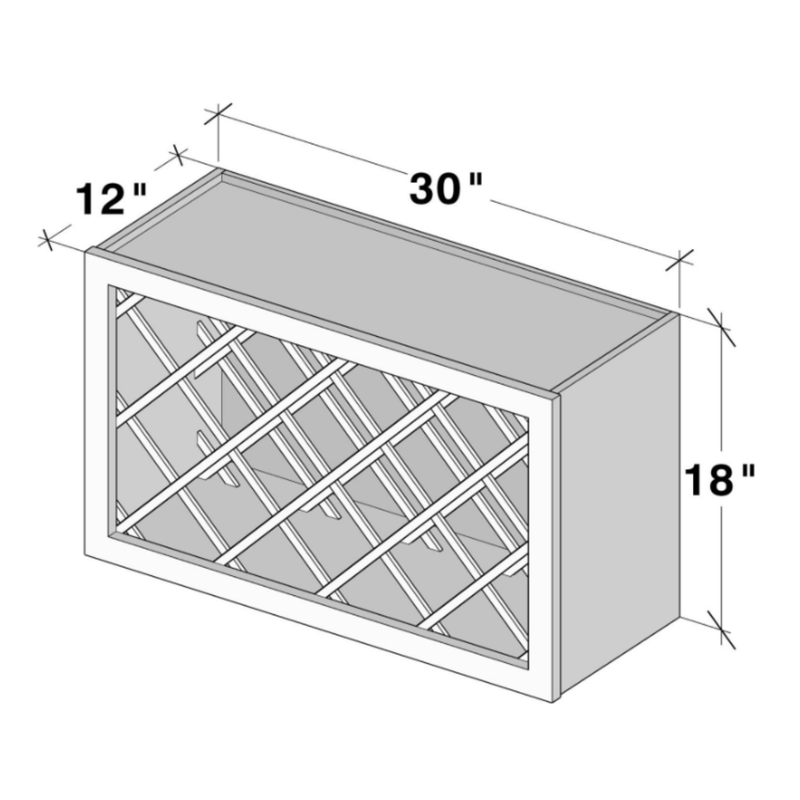 Unfinished Shaker Wall Wine Rack  W30" X H18" X D12"