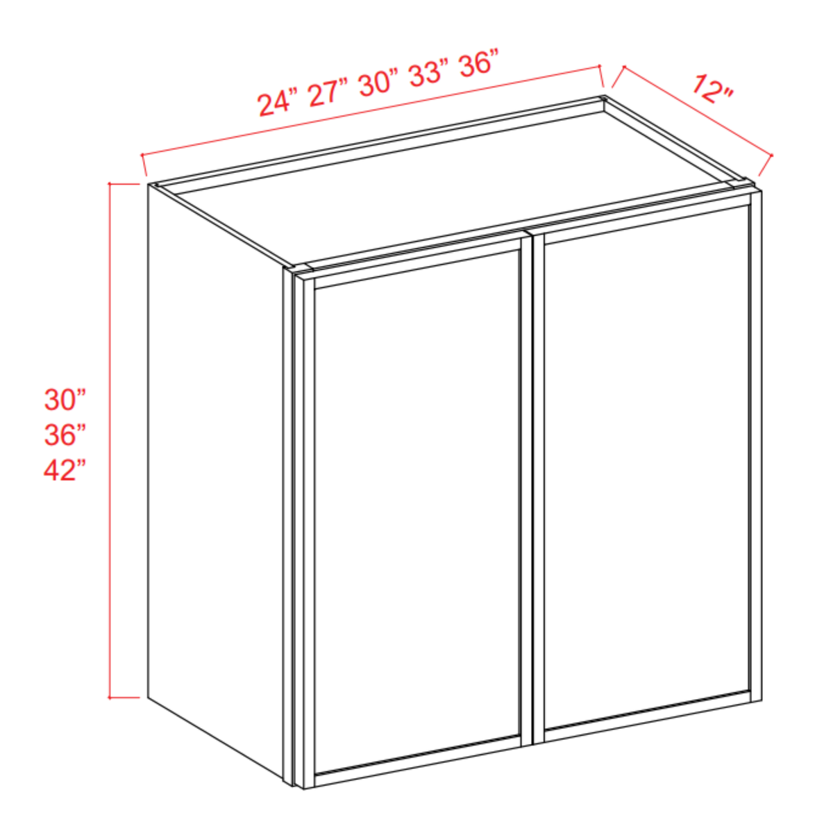 Slim Shaker White Dove Wall Cabinet - 27"W x 36"H x 12"D - 2D -2S