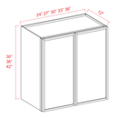 Slim Shaker White Oak Wall Cabinet - 24"W x 42"H x 12"D - 2D -3S