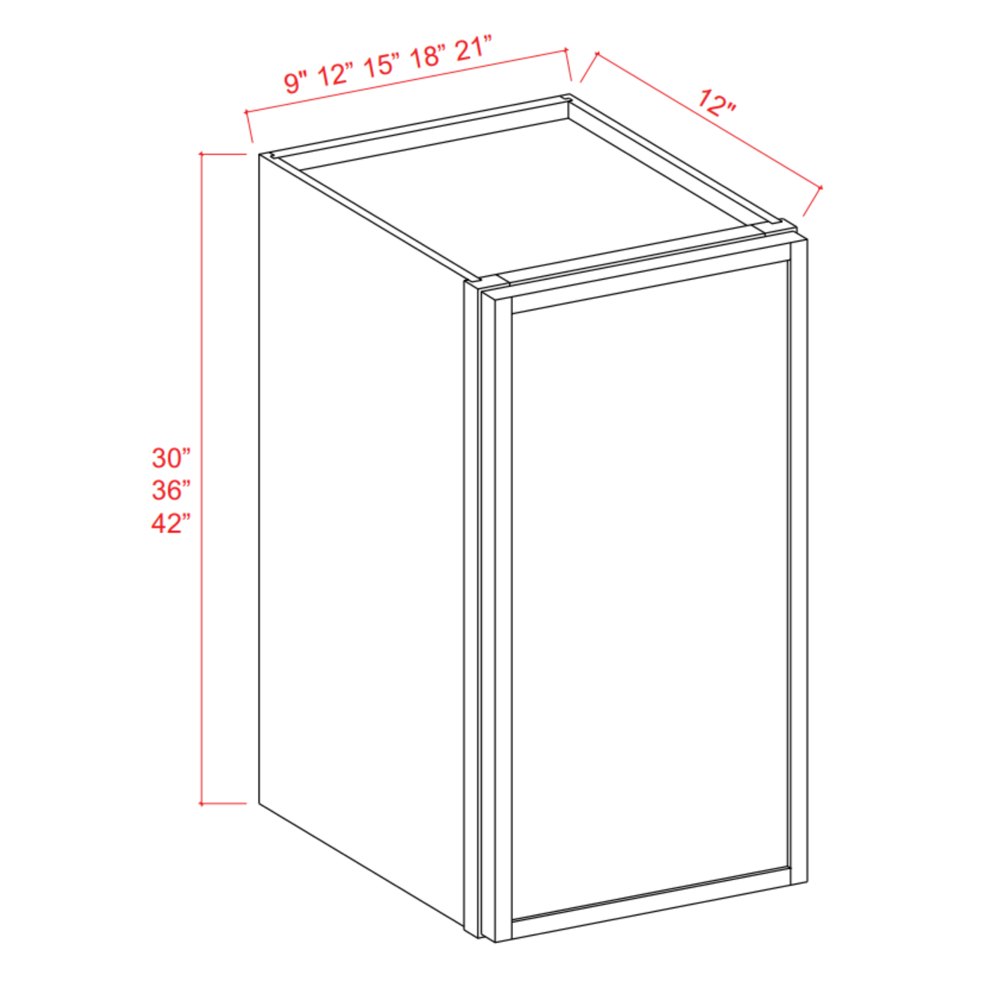 Slim Shaker Aberdeen Green Wall Cabinet - 18"W x 36"H x 12"D - 1D -2S