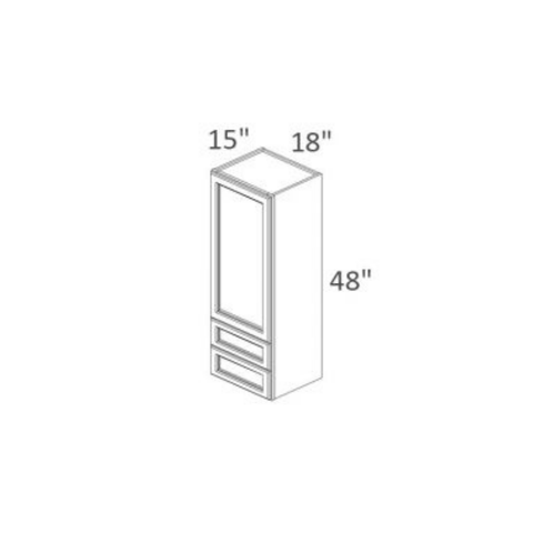 Shaker Aberdeen Green Wall With Drawer Cabinet-18"W x 54"H x 12"D- 1D, 2 DRW