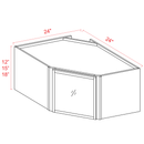 Slim Shaker White Dove Wall Diagonal Glass Door Corner Cabinet - 24"W x 12"H x 12"D - 1D