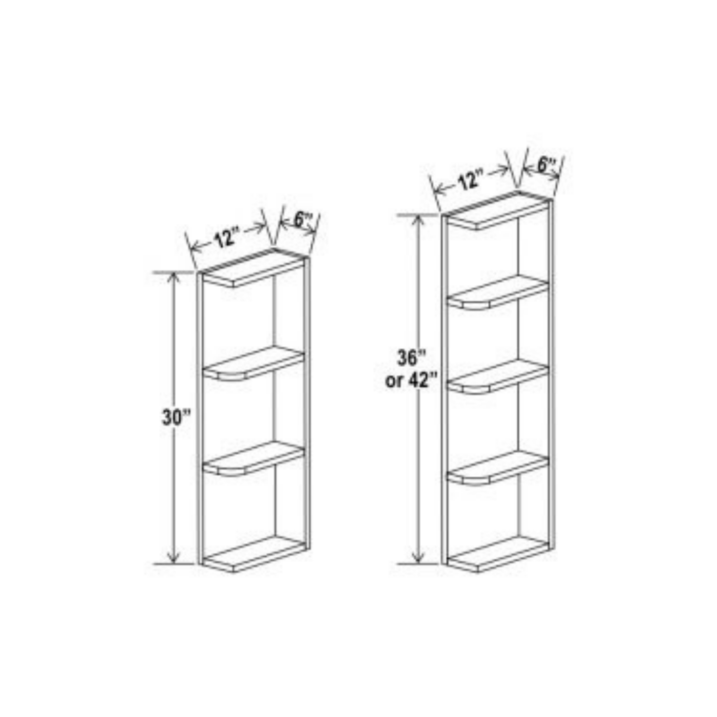 Shaker Aberdeen Green Wall End Shelf - 6"W x 36"H x 12"D - 3S