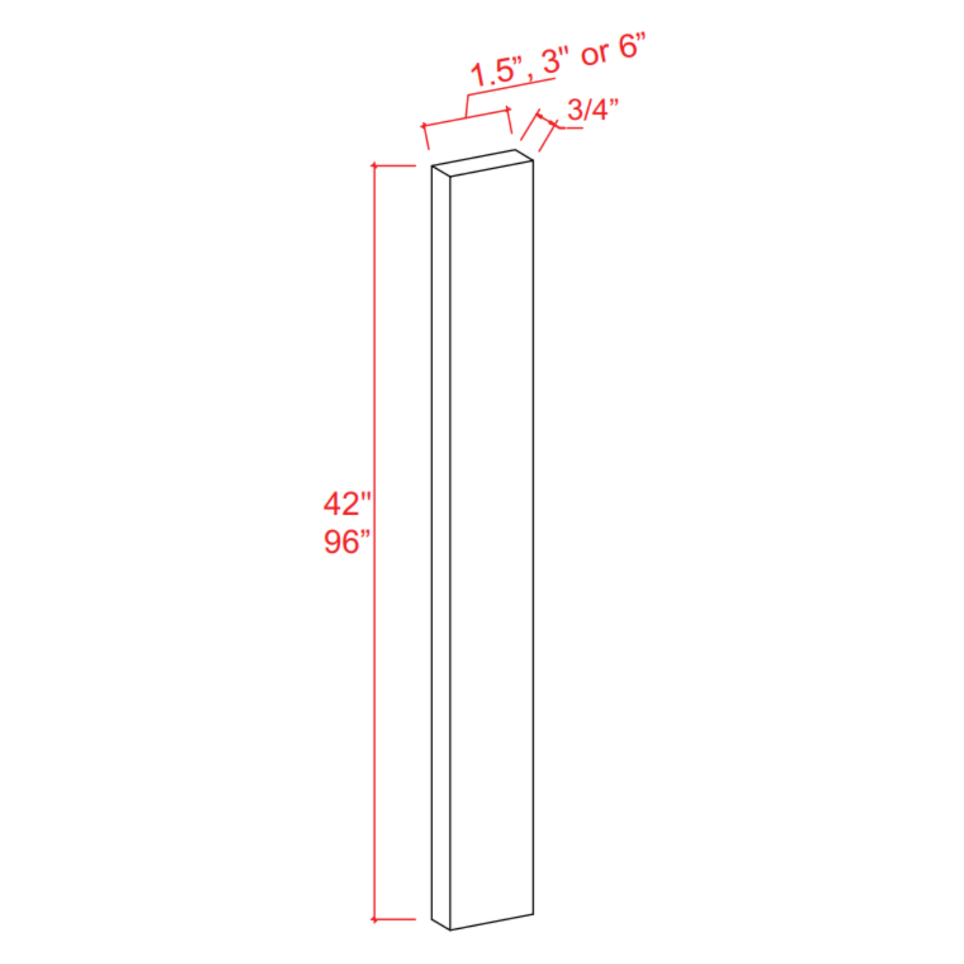 Slim Shaker Aberdeen Green Tall Filler - 3"W x 96"H x 3/4"D