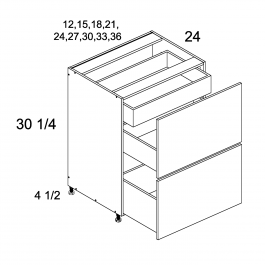 Palermo Gloss White 21" W Two Drawer/One Inner Drawer Base