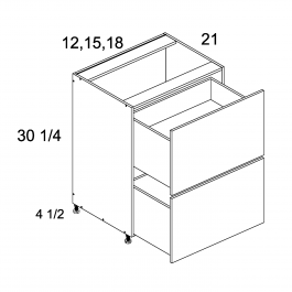 Palermo Gloss White 15" Two Drawer Vanity Base