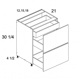 Palermo Gloss White 15" Two Drawer w/ One Inner Drawer Vanity Base