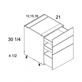 Torino Grey Wood 12" Three Drawer Vanity Base