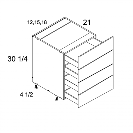 Palermo Gloss White 18" Four Drawer Vanity Base