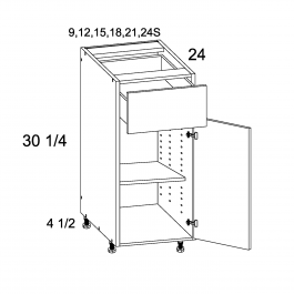 Torino Dark Wood 21" W One Drawer One Door Base