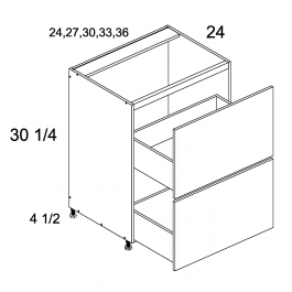 Palermo Gloss White 30" W Range Top Two Drawer Base