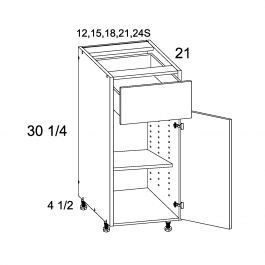 Torino Dark Wood 15" One Drawer One Door Vanity Base