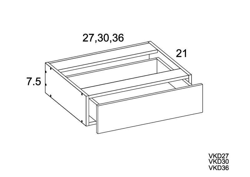 Torino Grey Wood 27" Vanity Knee Drawer