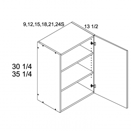 Torino Grey Wood 09"W x 35 5/16"H x 13.5"D One Door Wall