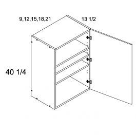 Palermo Gloss White 18"W x 40 1/4"H x 13.5"D One Door Wall