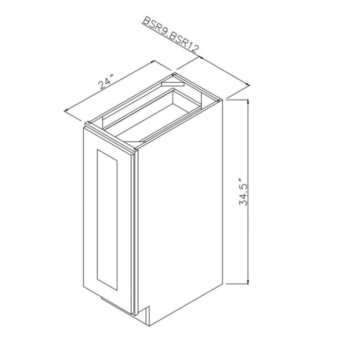 Knotty Hickory Shaker 9" Base Spice Rack Pullout Cabinet